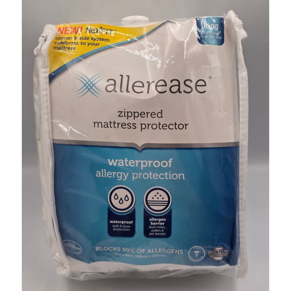 Allerease Zipper Mattress Protector Waterproof Allergy Protection King 14" Deep